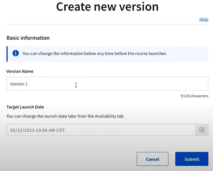 Creación de nueva versión