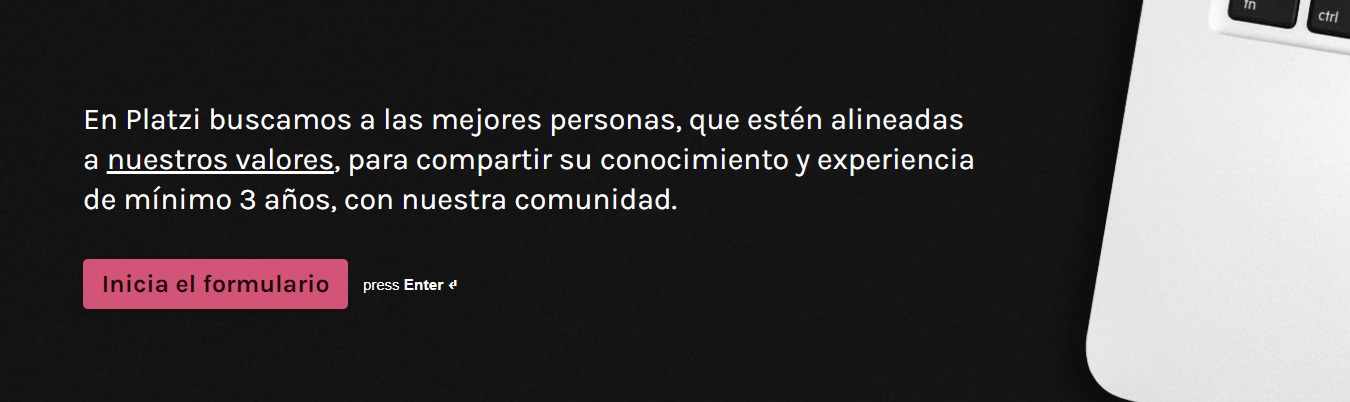 Formular para ser docente en Platzi