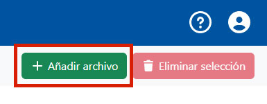 captura de pantalla con el botón "Añadir archivo" resaltado