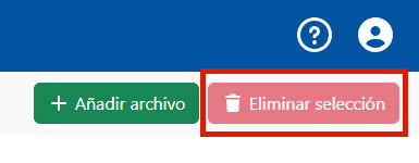 captura de pantalla con el botón "Eliminar selección" resaltado