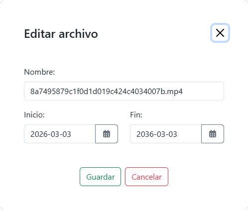 captura de pantalla del formulario de edición de archivos