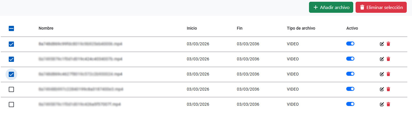 captura de pantalla donde se ven varios archivos seleccionados