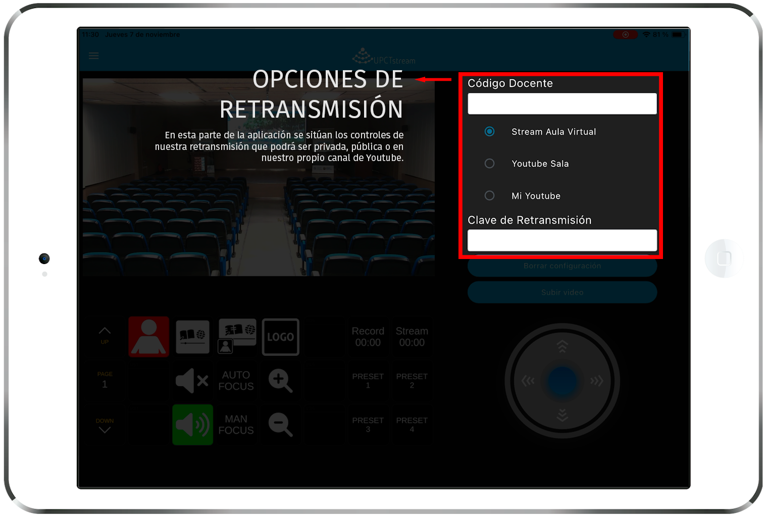 Configuración del streaming