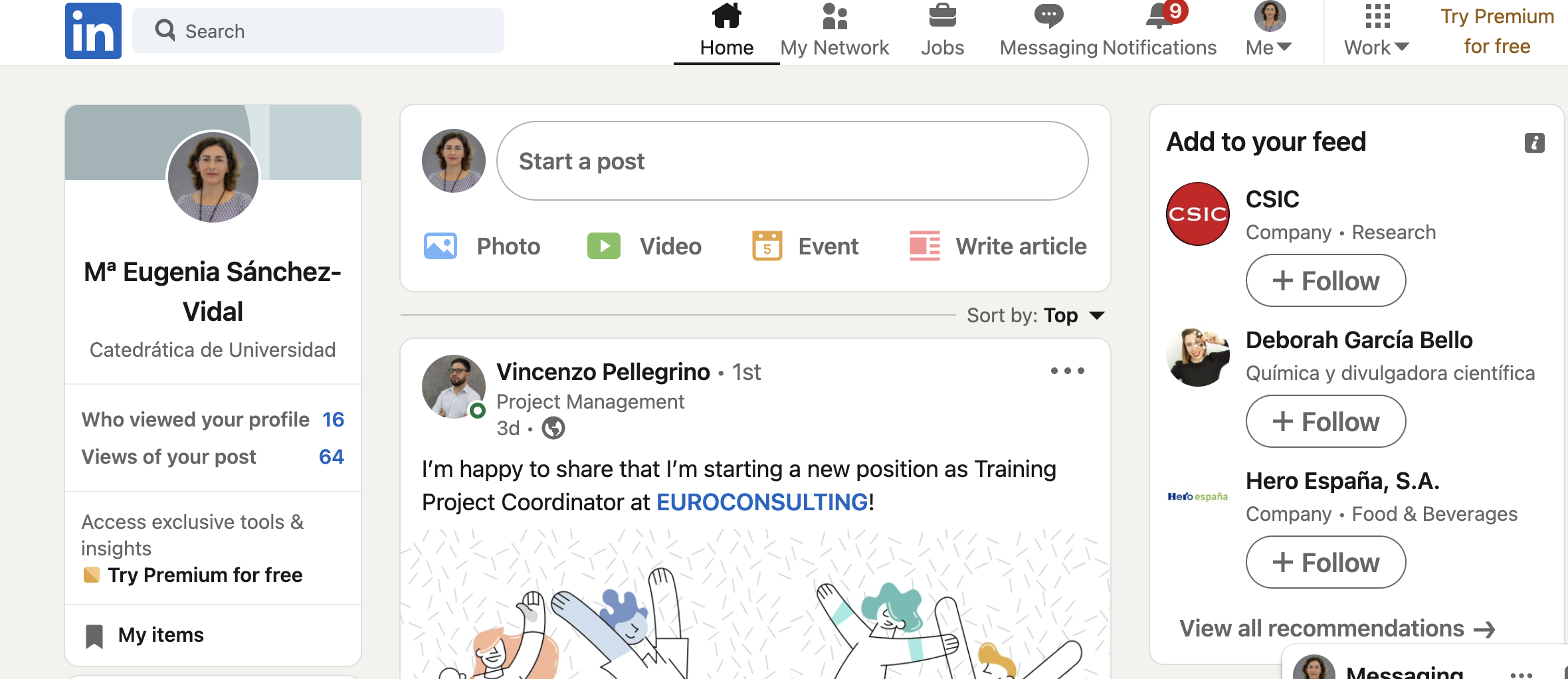 Se muestra el perfil de una persona en la red social profesional linkedin