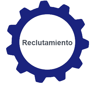 Rueda dentada con el término reclutamiento