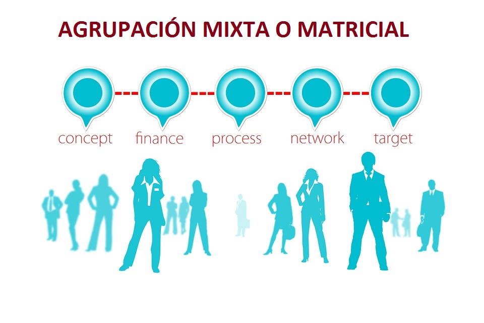 Muestra una imagen sobre la agrupación mixta o matricial