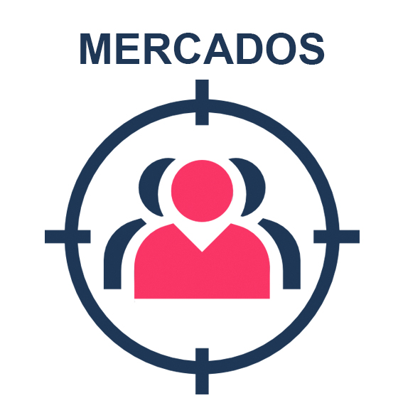 Arriba aparece la palabra MERCADO y debajo un punto de mira con silueta de persona en el centro
