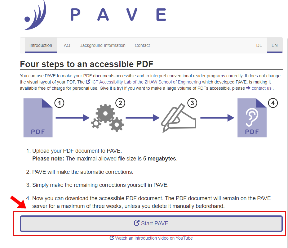 Iniciar la herramienta PAVE