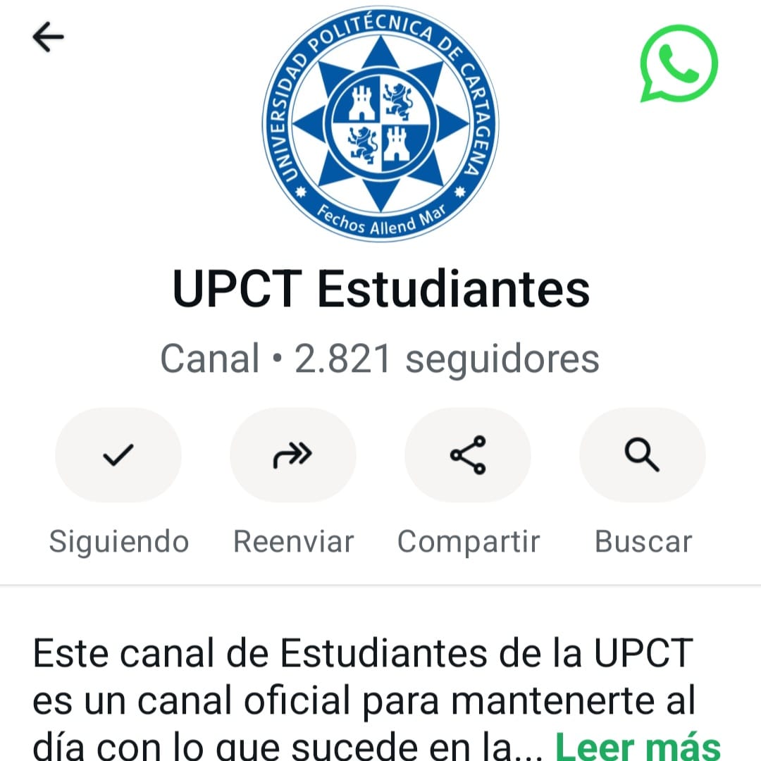 Canal de WhatsApp estudiantes UPCT