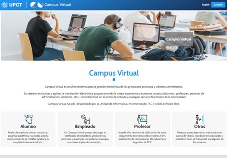 Imagen de entrada al Campus virtual UPCT